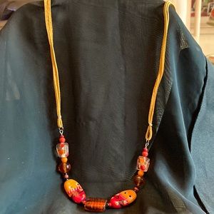 25” necklace with multiple beads leather or suede necklace